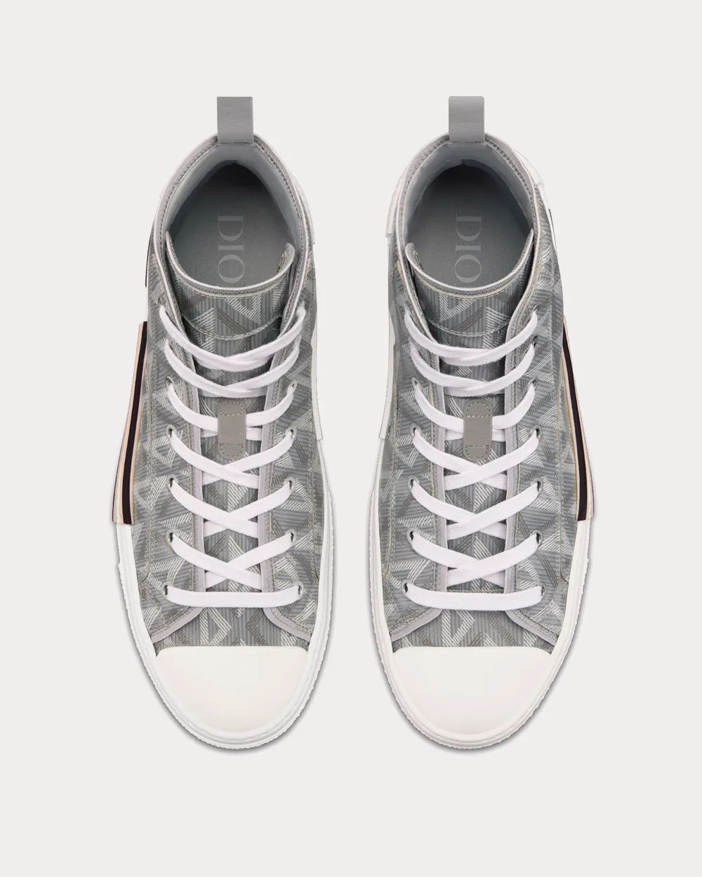 B23 Dior Gray CD Diamond Canvas High Top Sneakers