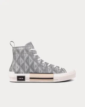 B23 Dior Gray CD Diamond Canvas High Top Sneakers