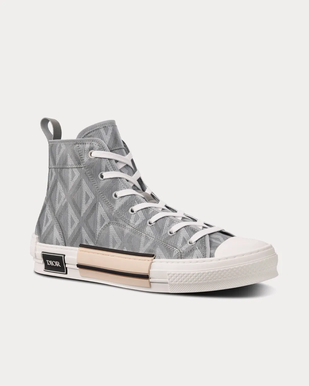 B23 Dior Gray CD Diamond Canvas High Top Sneakers