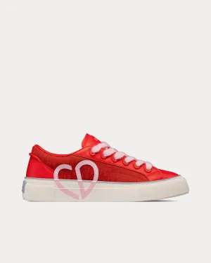 B33 Red Smooth Calfskin and Red Dior Oblique Jacquard Low Top Sneakers
