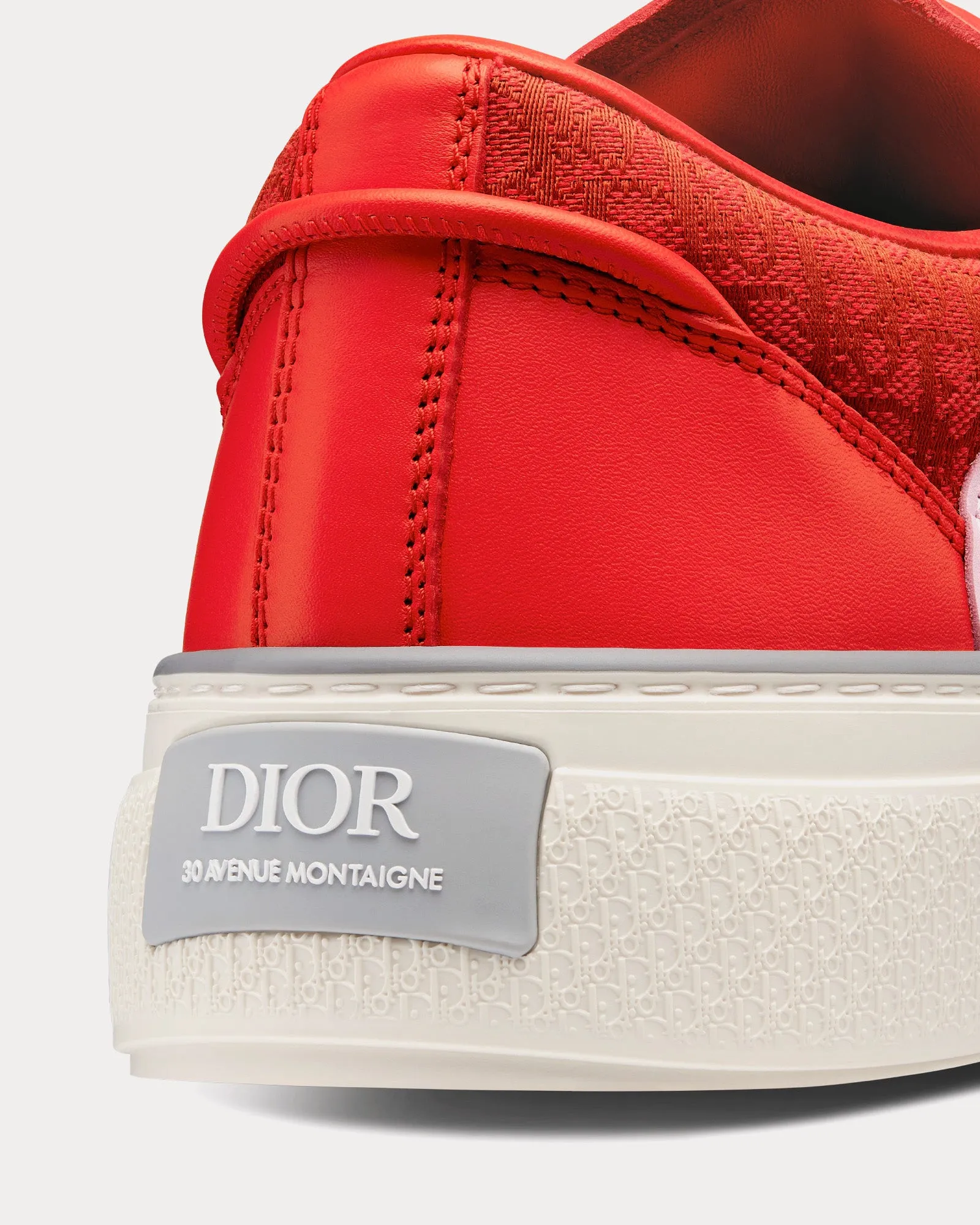 B33 Red Smooth Calfskin and Red Dior Oblique Jacquard Low Top Sneakers