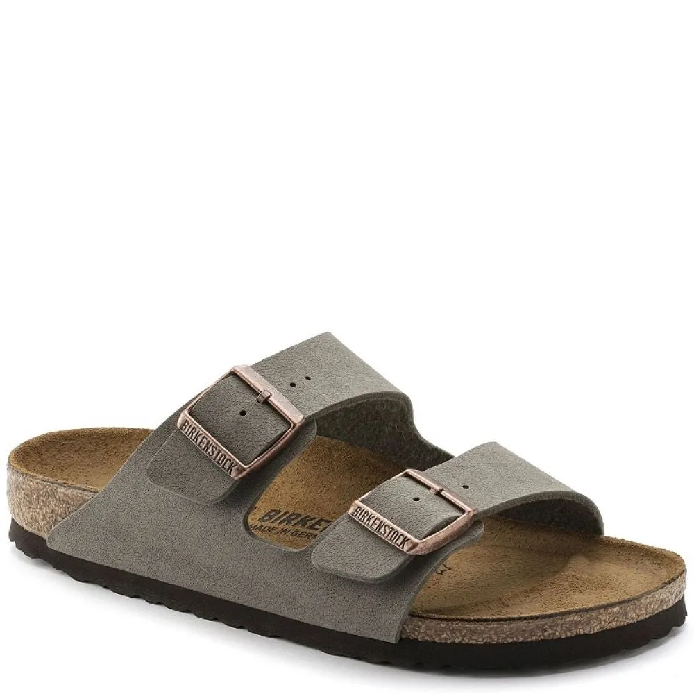 Birkenstock Women's Arizona Birkibuc in Stone (Narrow Width)