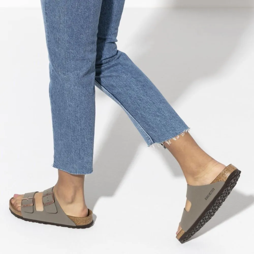 Birkenstock Women's Arizona Birkibuc in Stone (Narrow Width)