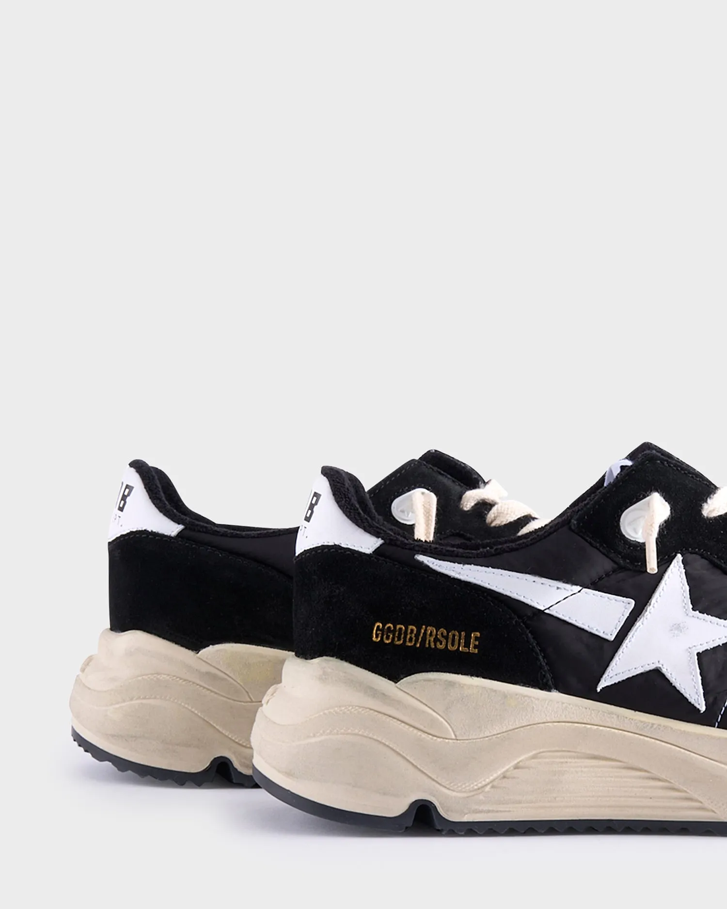 Black And White Nylon And Suede Running Sole Sneakers