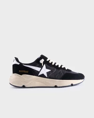 Black And White Nylon And Suede Running Sole Sneakers