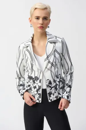 BORDER FLORAL FAUX SUEDE JACKET
