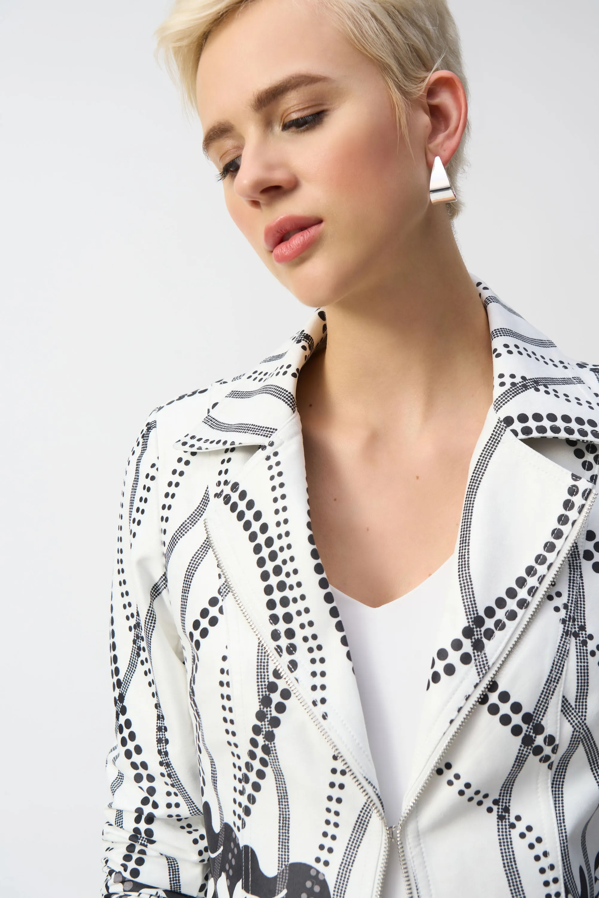 BORDER FLORAL FAUX SUEDE JACKET