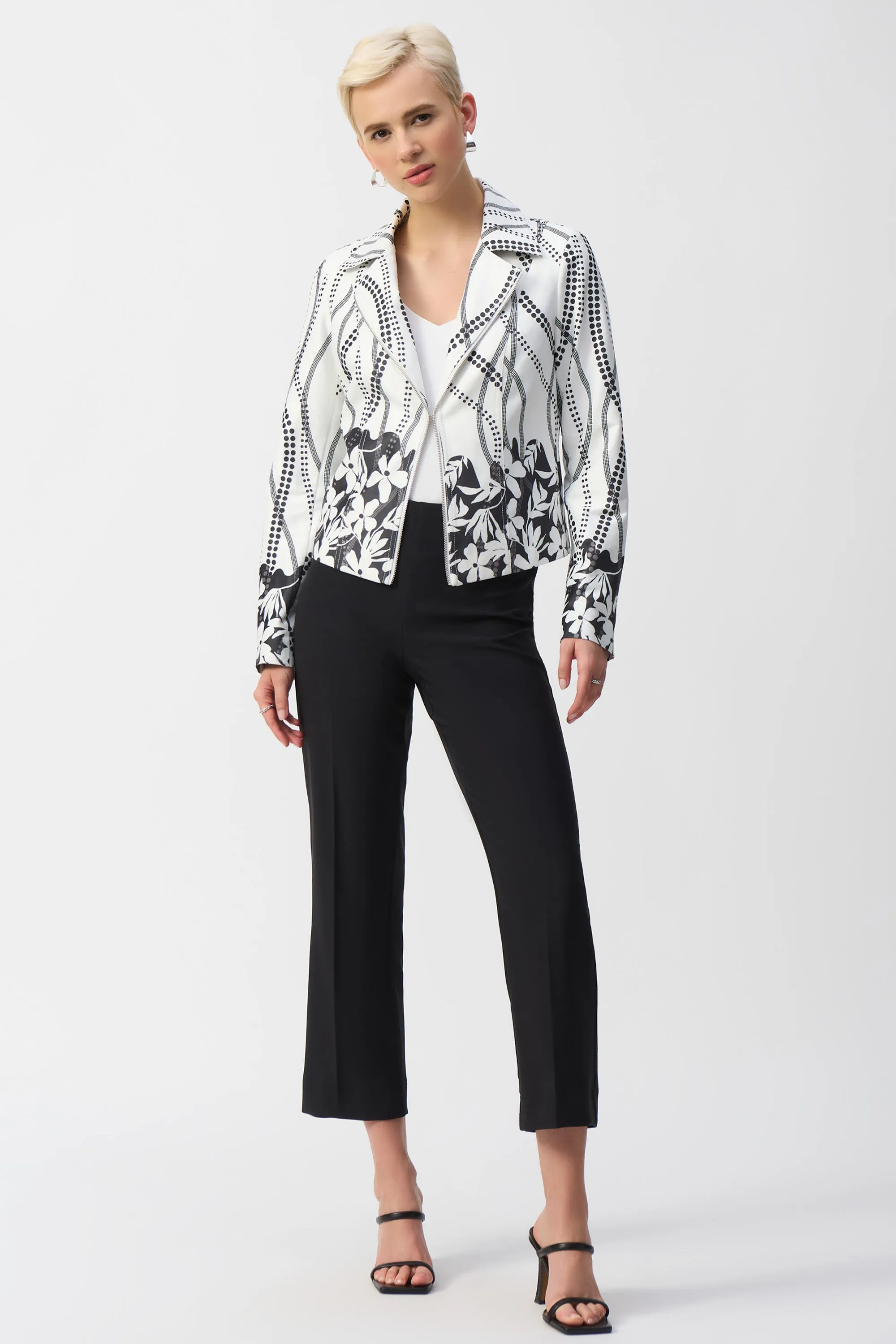 BORDER FLORAL FAUX SUEDE JACKET