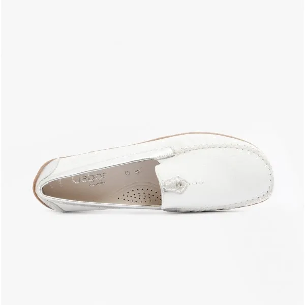 CALIFORNIA Ladies Leather Moccasins White