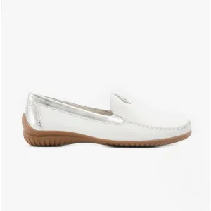 CALIFORNIA Ladies Leather Moccasins White