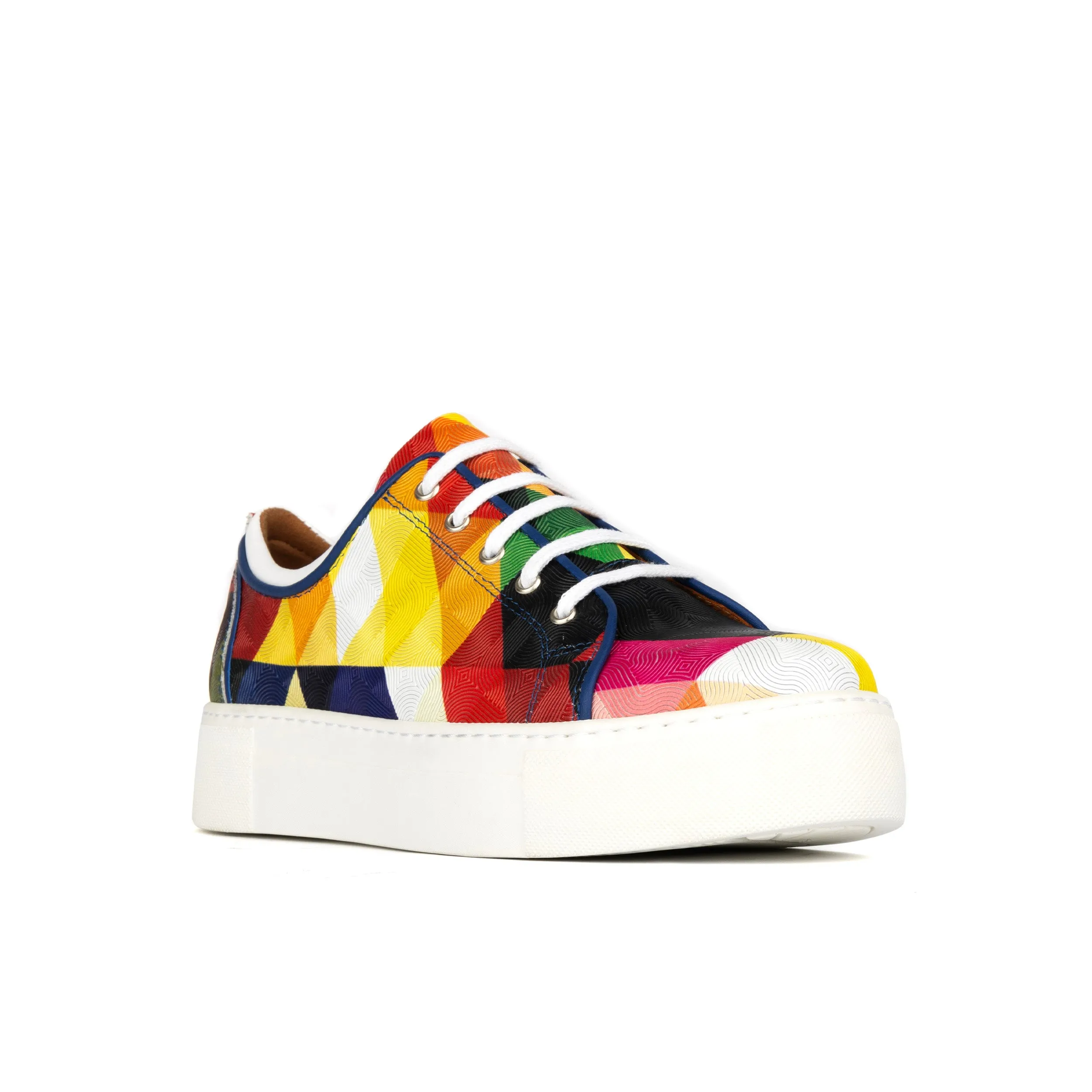 Camila - Retro - Women's white sole leather trainer in bright colours