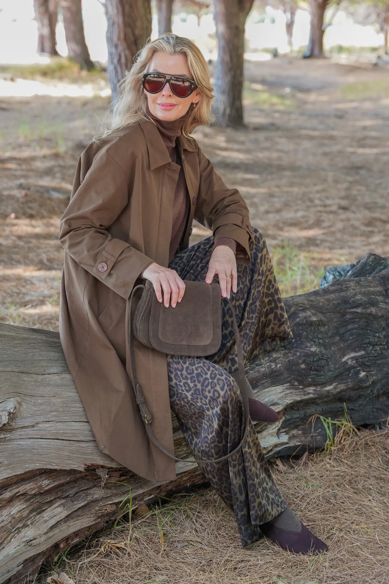 Choc Suede Saddle Sling Bag