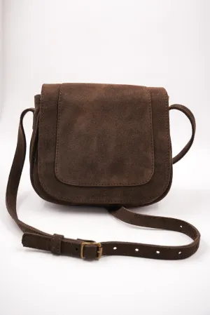 Choc Suede Saddle Sling Bag