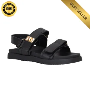 Daniela - Wide Fit Adjustable Double Strap Flat Sandals, Comfortable Summer Footwear, Stylish Casual Sandals, Versatile Everyday Shoes