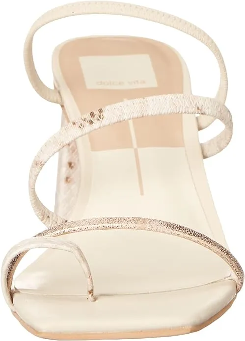 Dolce Vita Prisma Ivory Multi Stella Slip On Squared Open Toe Heeled Sandals