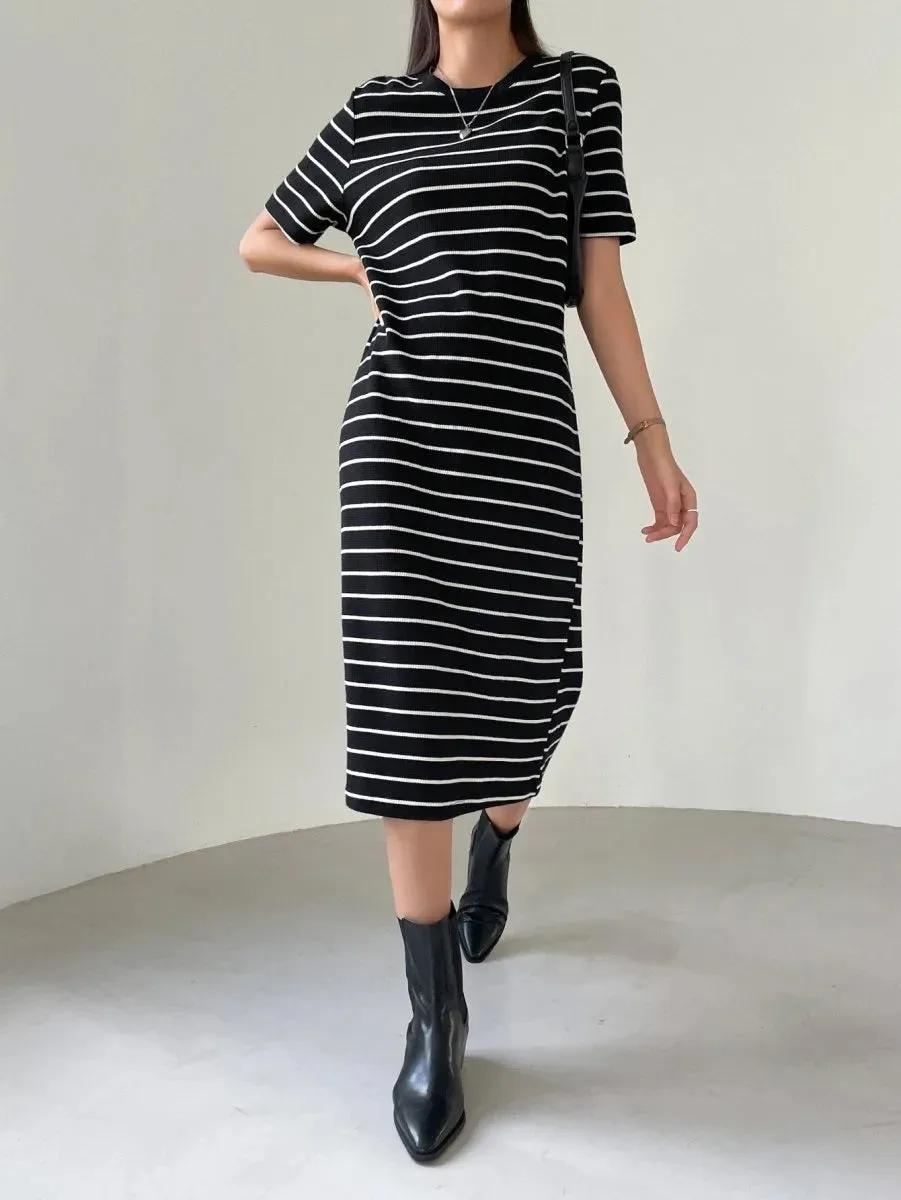 Eduarda Elegant Striped Midi Dress