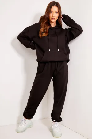 Everleigh Black Oversized Hoodie and Joggers Tracksuit Set