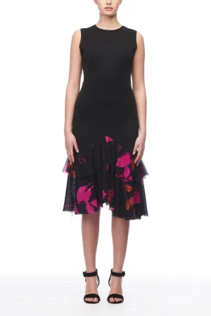 Fuzzi Woman Ruffled Hem Floral Print Dress