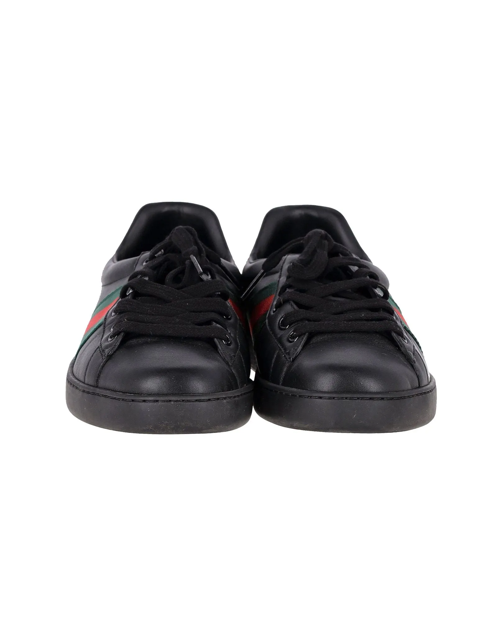 Gucci Ace Sneakers with Python Embossed Panel in Black Leather