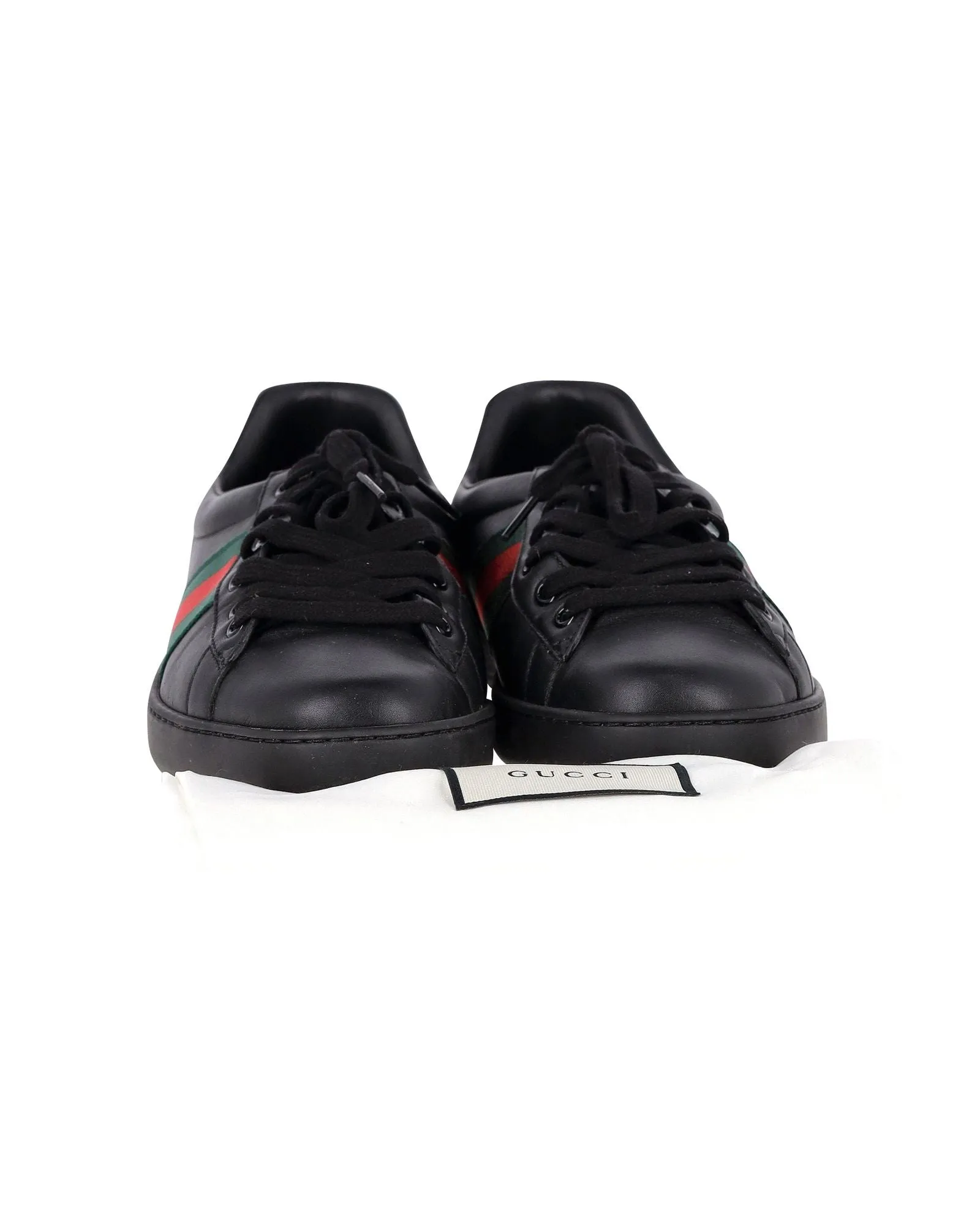 Gucci Ace Sneakers with Python Embossed Panel in Black Leather