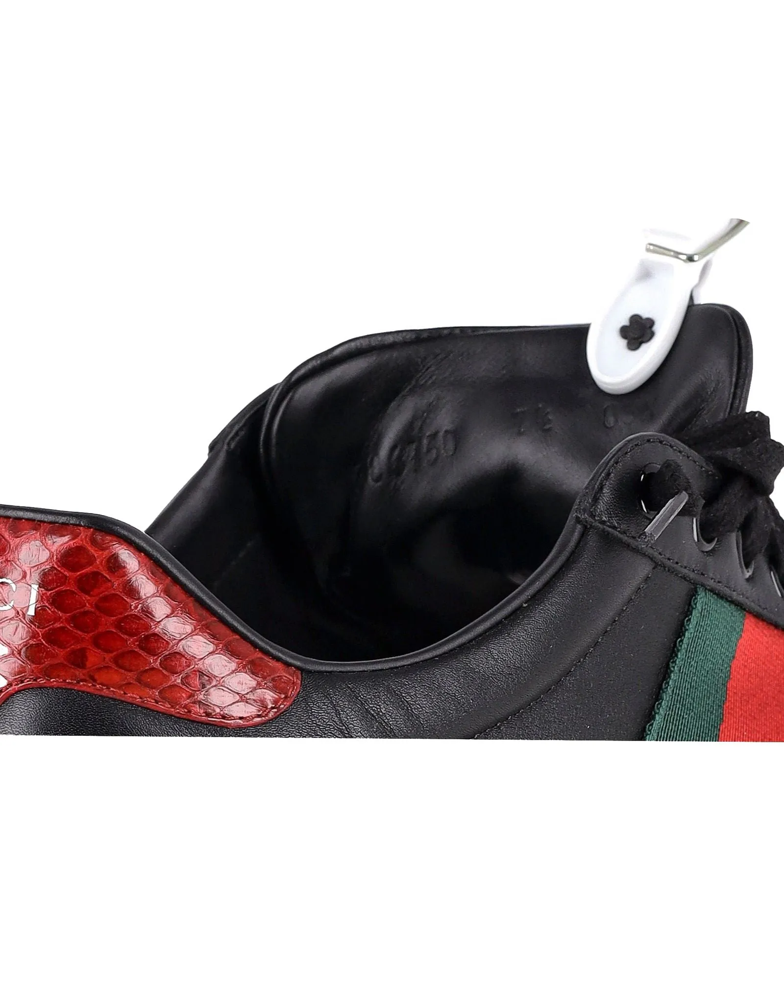 Gucci Ace Sneakers with Python Embossed Panel in Black Leather