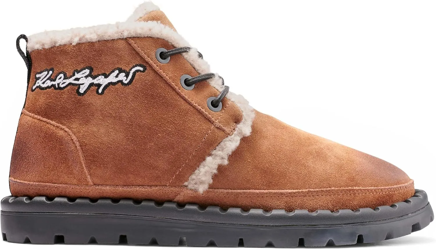 KARL LAGERFELD Men's Suede Chukka Faux Shearling Lining Boot Combat