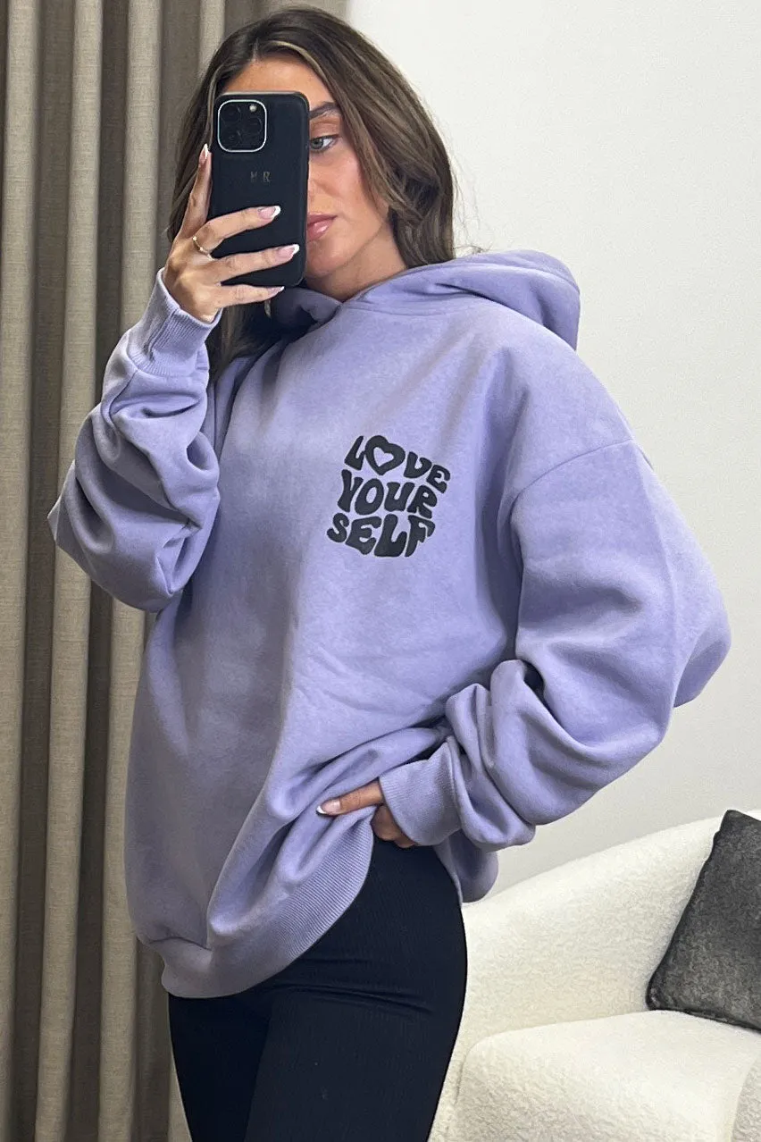 Kenny Lilac Love Yourself Graphic Print Oversized Hoodie