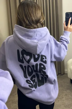 Kenny Lilac Love Yourself Graphic Print Oversized Hoodie