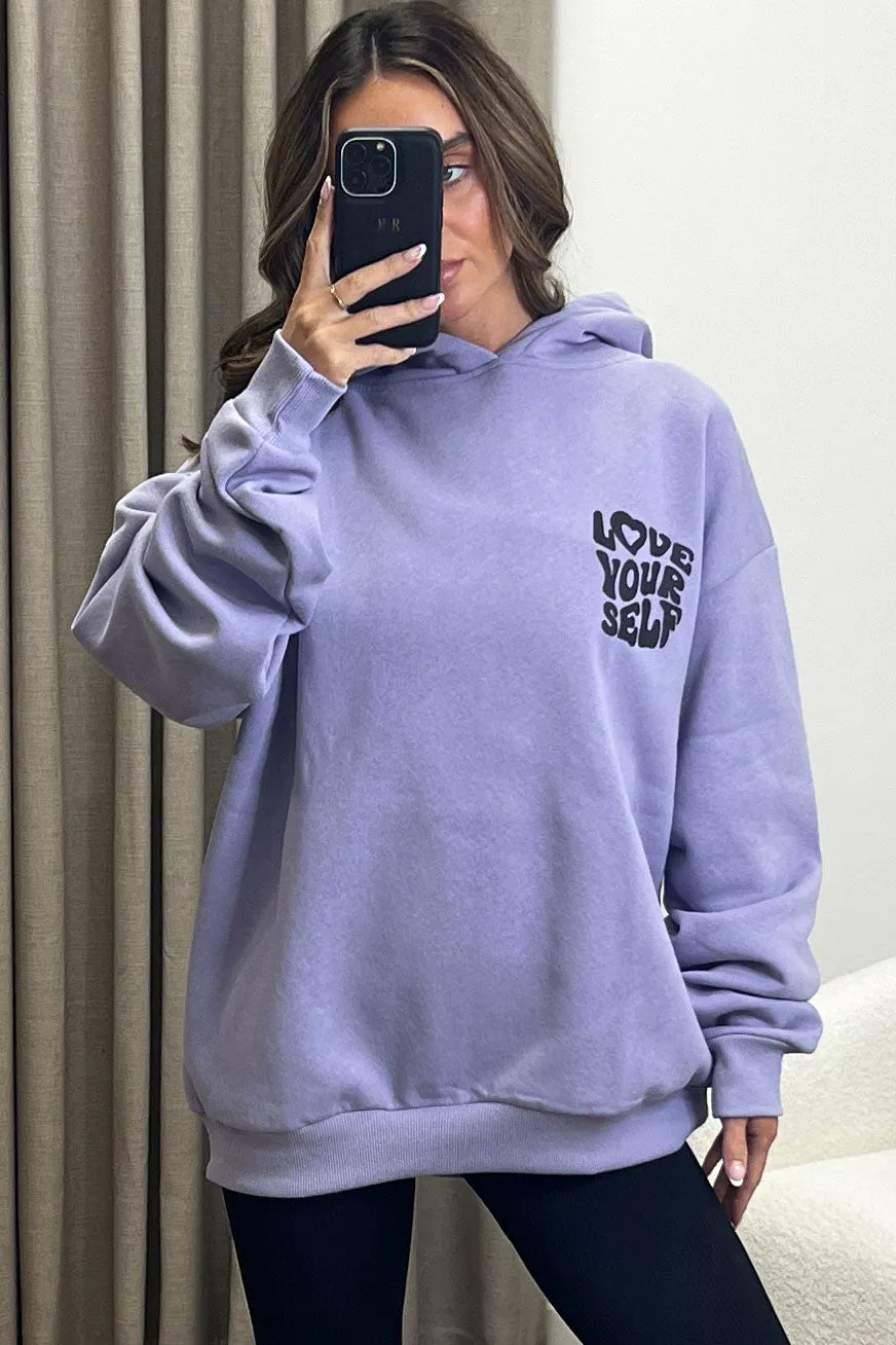 Kenny Lilac Love Yourself Graphic Print Oversized Hoodie
