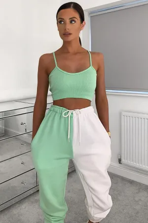 Lacey Mint and White Colour Block Joggers