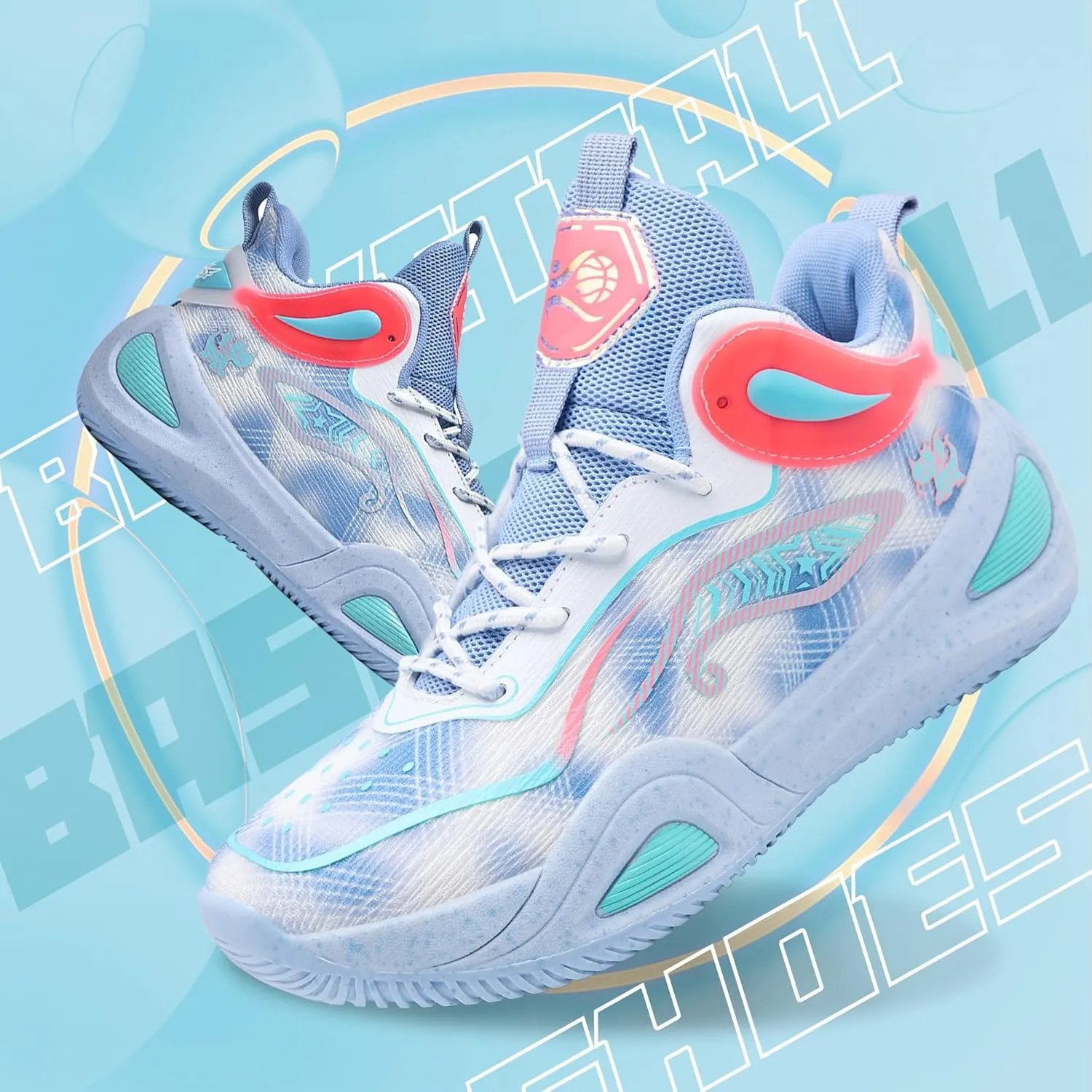 Men's Basketball Shoes Fashionable Breathable Anti Slip Sports Shoes Outdoor Running Fitness Training Shoes