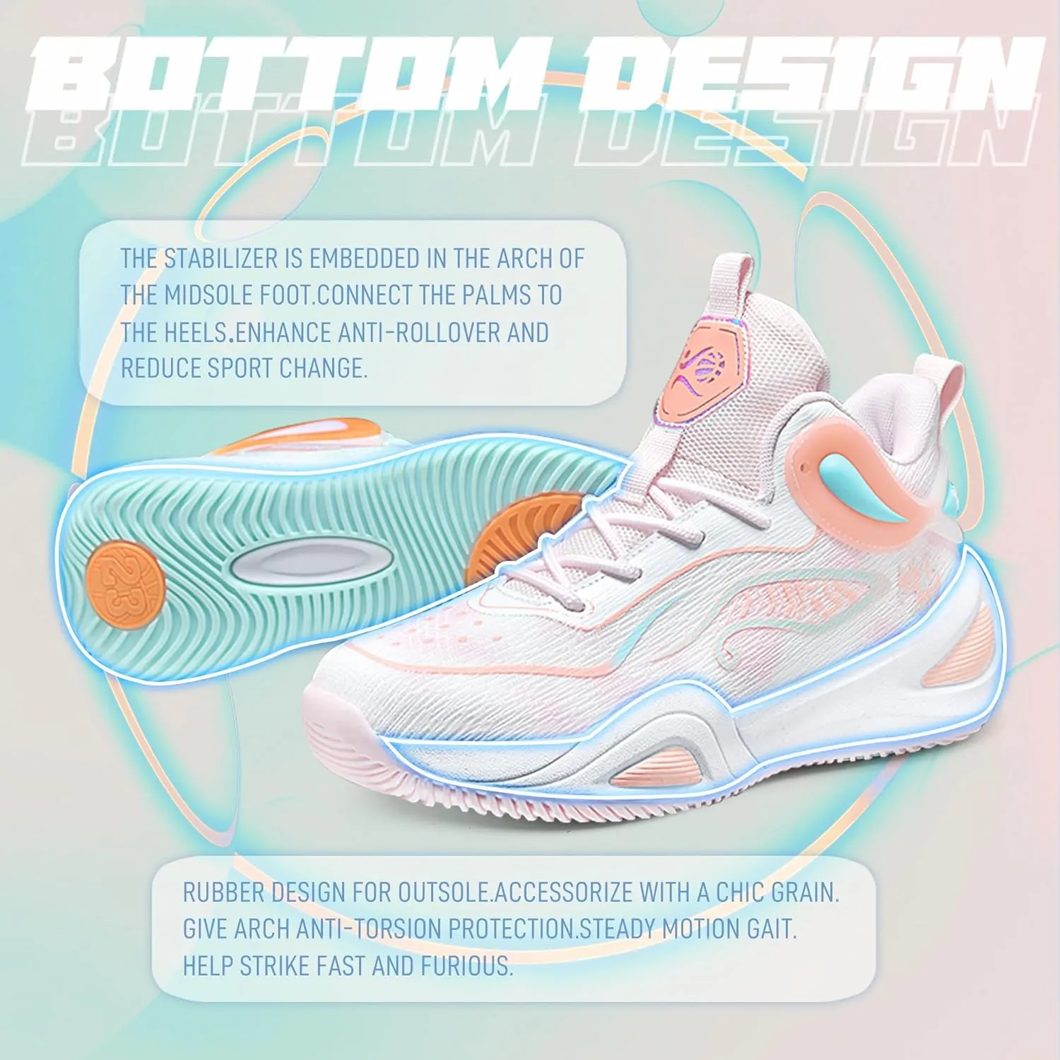 Men's Basketball Shoes Fashionable Breathable Anti Slip Sports Shoes Outdoor Running Fitness Training Shoes