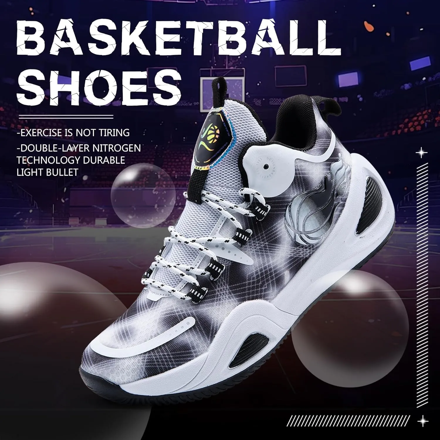 Men's Basketball Shoes Fashionable Breathable Anti Slip Sports Shoes Outdoor Running Fitness Training Shoes