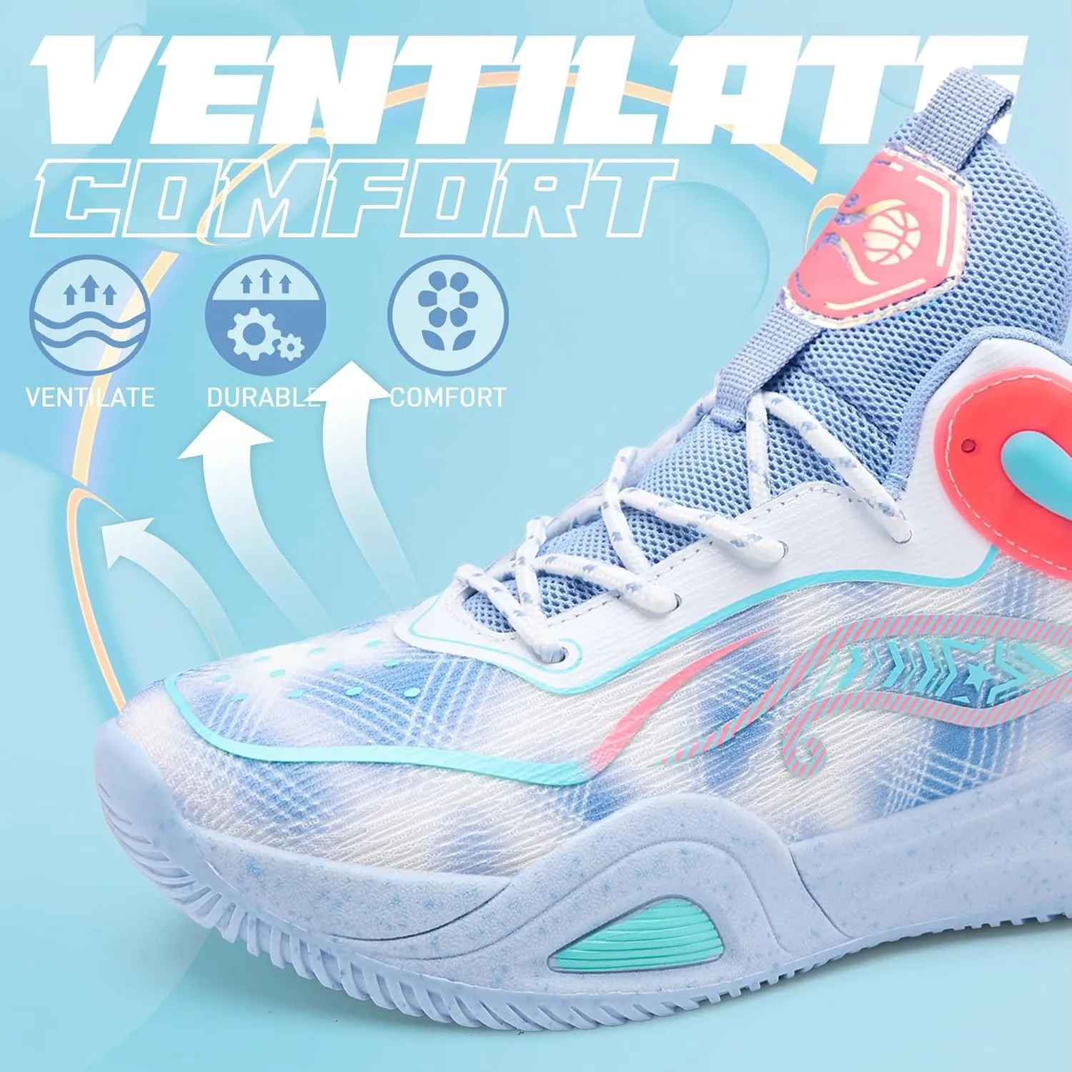 Men's Basketball Shoes Fashionable Breathable Anti Slip Sports Shoes Outdoor Running Fitness Training Shoes