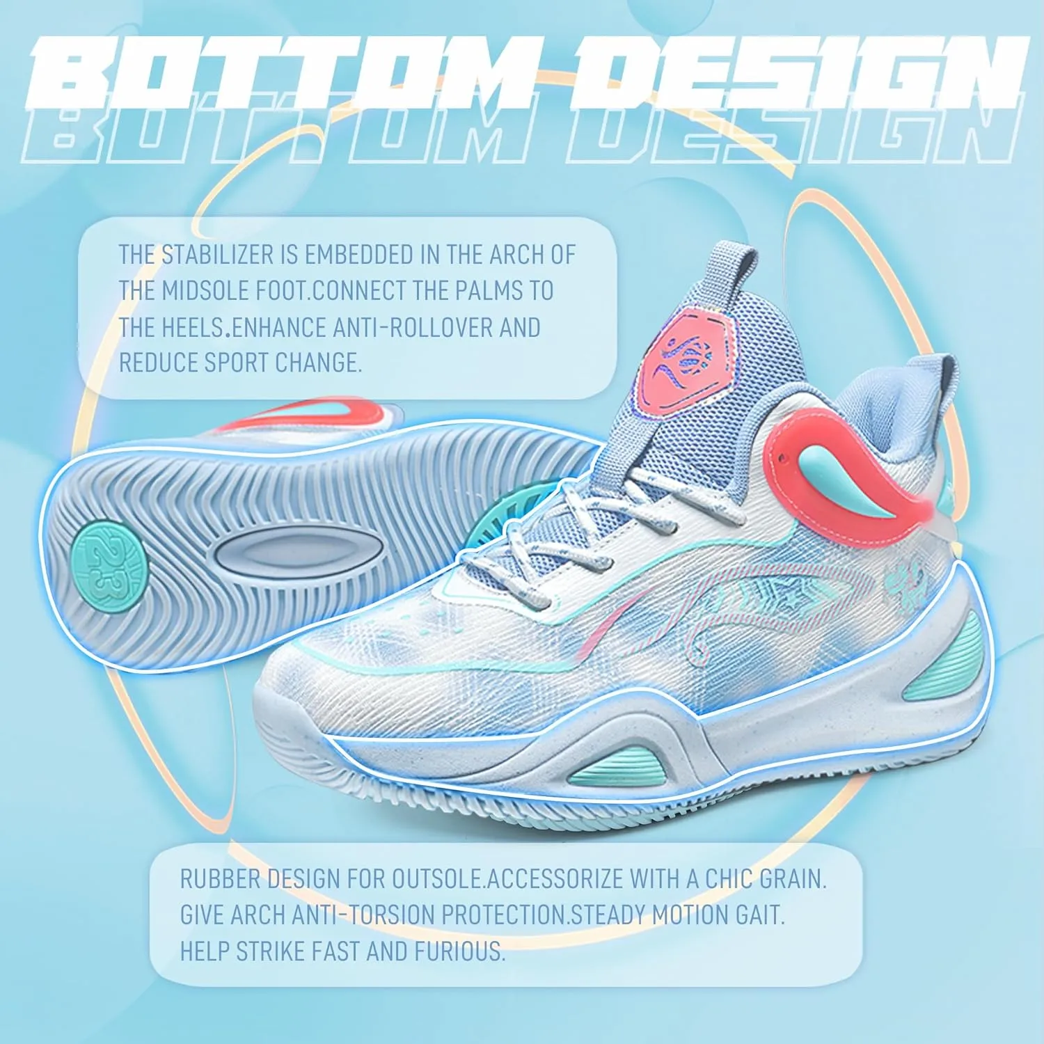 Men's Basketball Shoes Fashionable Breathable Anti Slip Sports Shoes Outdoor Running Fitness Training Shoes