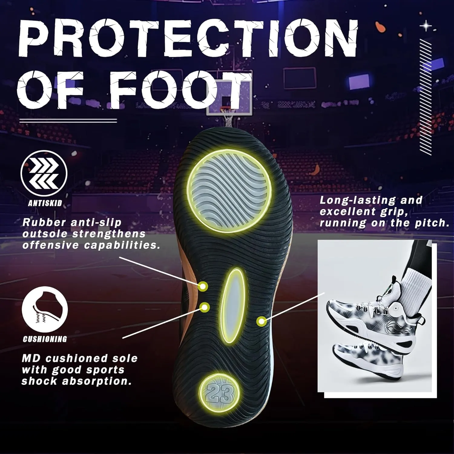 Men's Basketball Shoes Fashionable Breathable Anti Slip Sports Shoes Outdoor Running Fitness Training Shoes