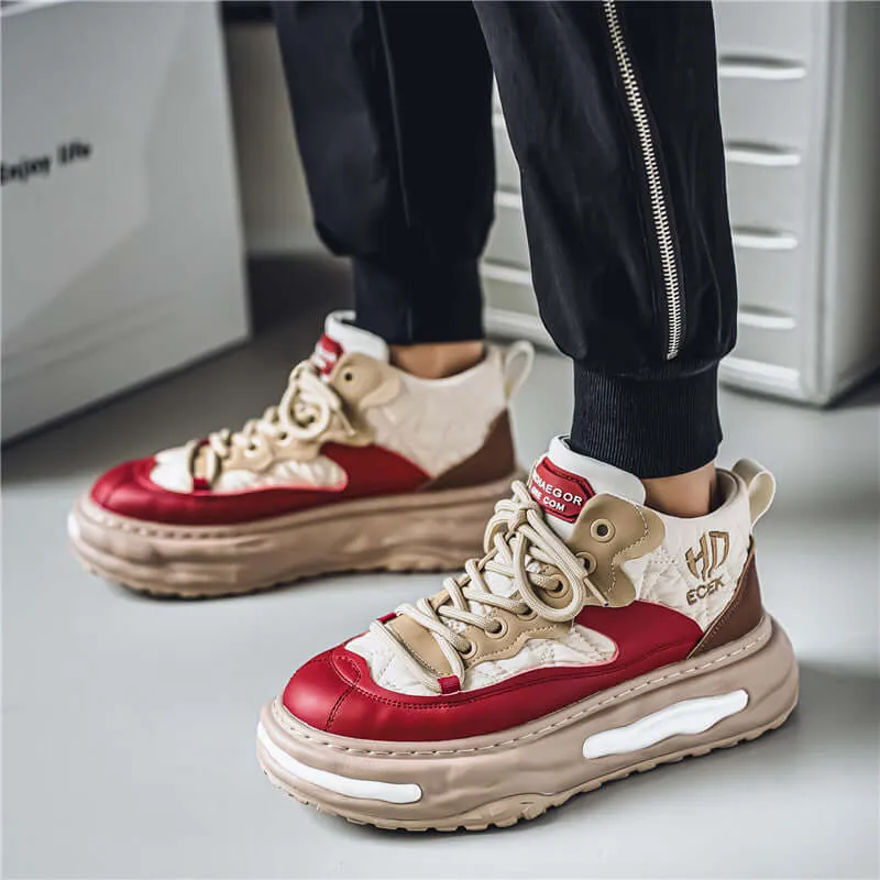 Men's Colour-Block High-Top Trainers