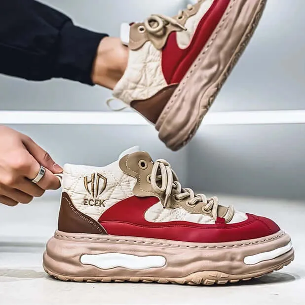 Men's Colour-Block High-Top Trainers