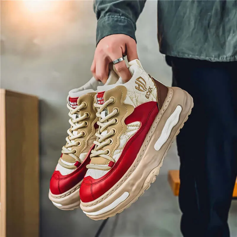 Men's Colour-Block High-Top Trainers