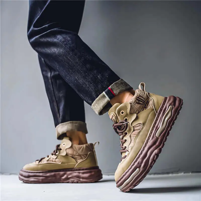 Men's Colour-Block High-Top Trainers