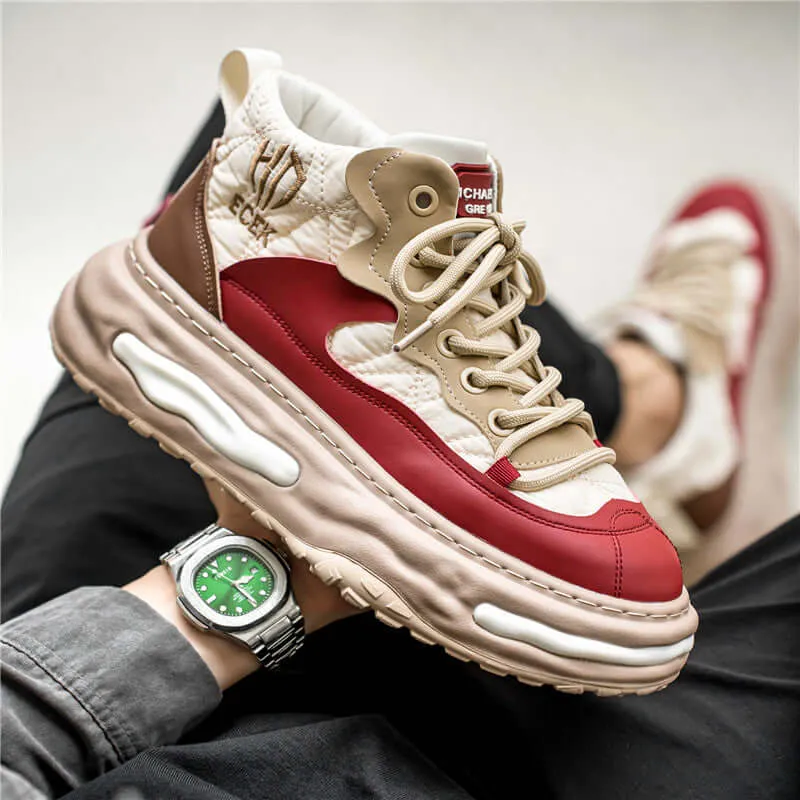 Men's Colour-Block High-Top Trainers