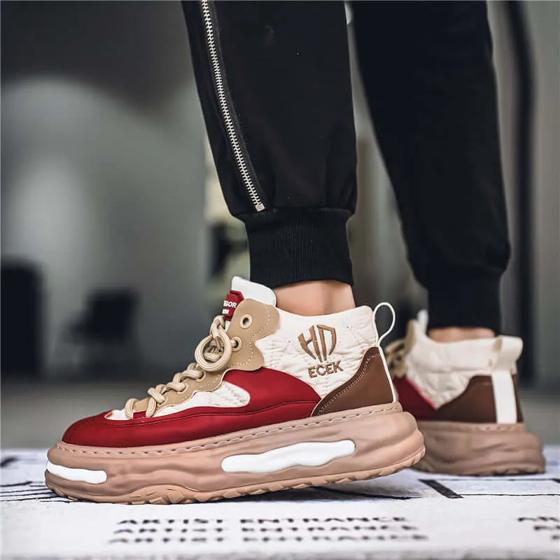 Men's Colour-Block High-Top Trainers