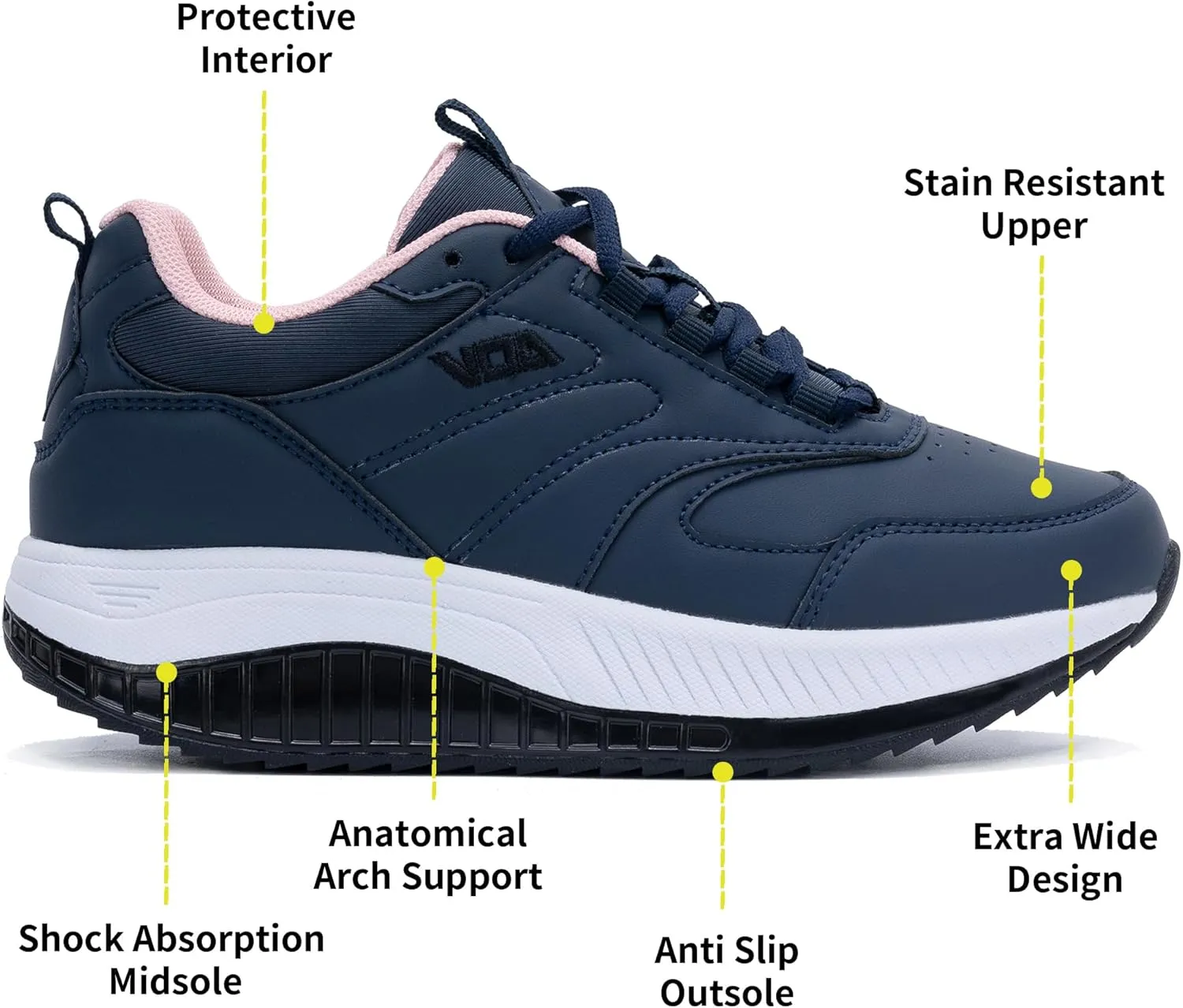 QAUPPE Womens Walking Shoes with Arch Support Wide Plantar Fasciitis Sneakers Tennis for Foot Pain Relief