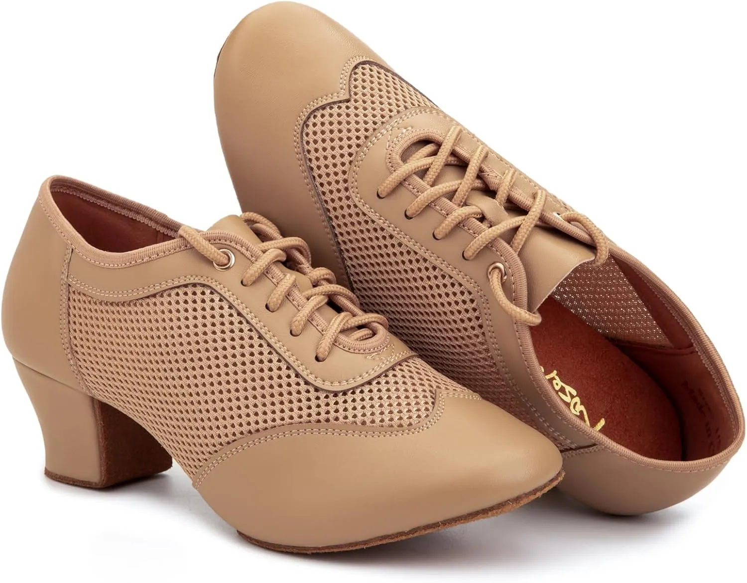 RoseMoli Women's 2" Practice Dance Shoes Latin Dance Shoes Lace-up Ballroom Modern Salsa Rhythm Teaching Practice Professional Performance Dance Shoes