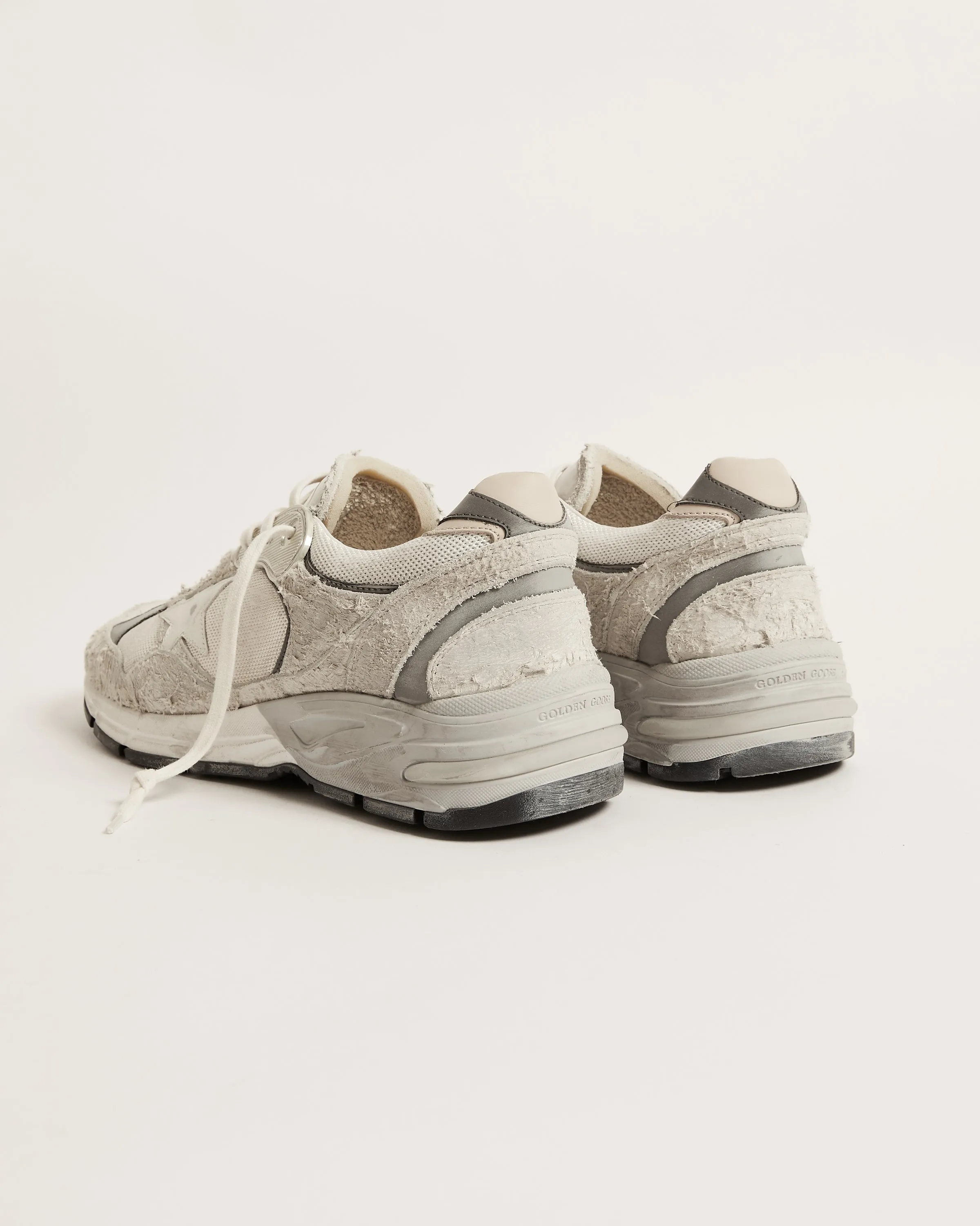Running Dad in White and Grey Suede and White Leather Star
