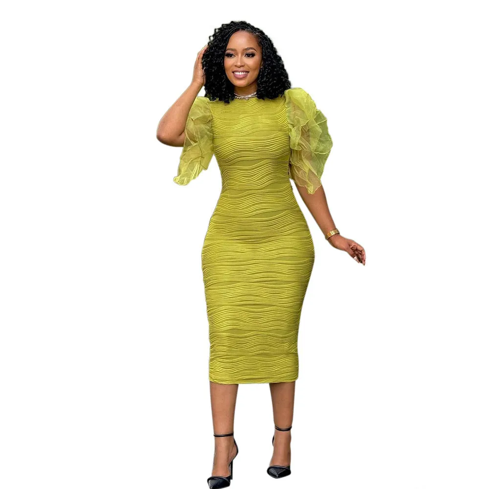 Stitching Lotus Leaf Sleeve Summer Dress