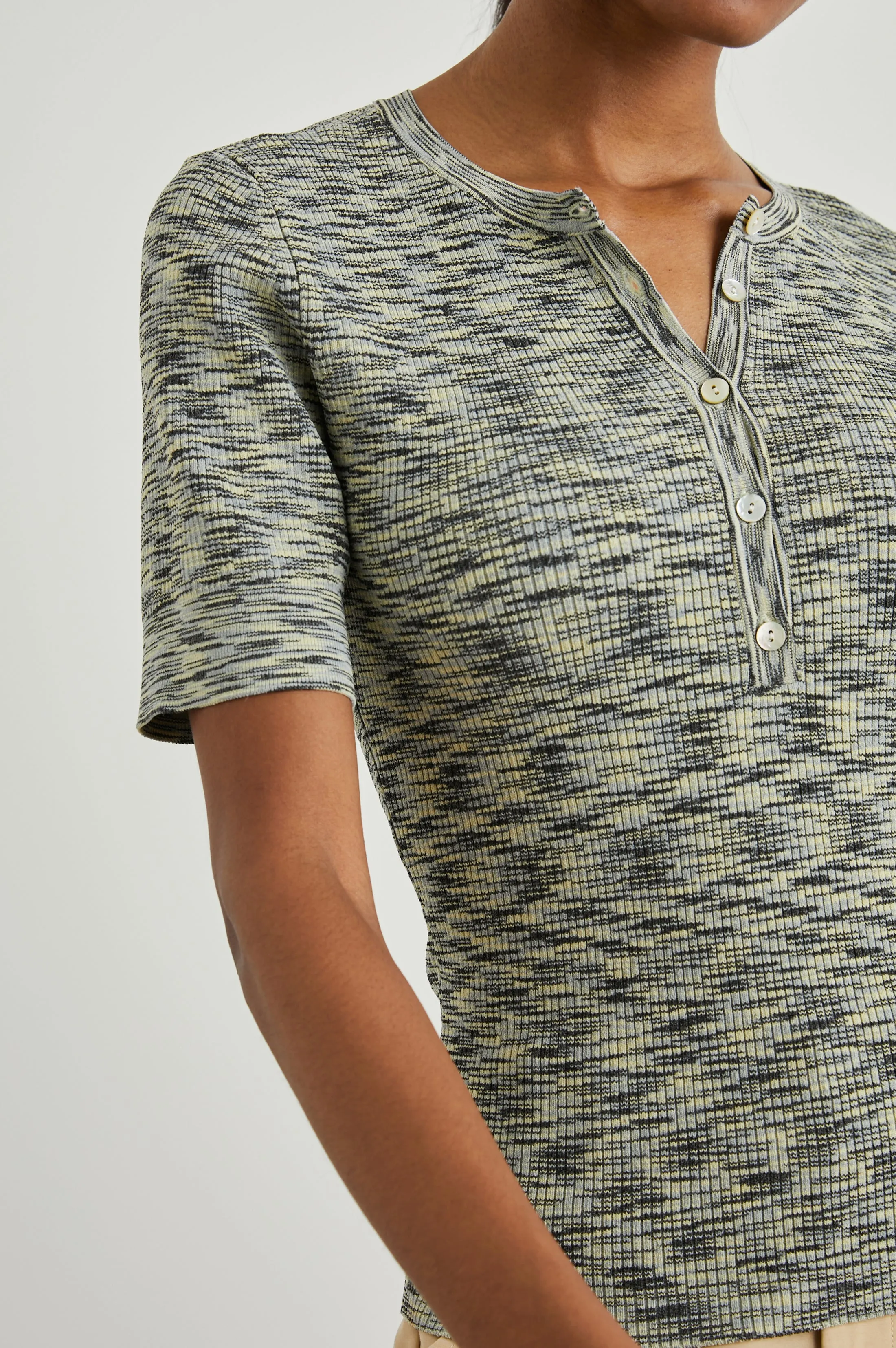 TONI TOP - MINT NAVY SPACE DYE