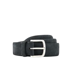 Velour Leather Belt in Charcoal