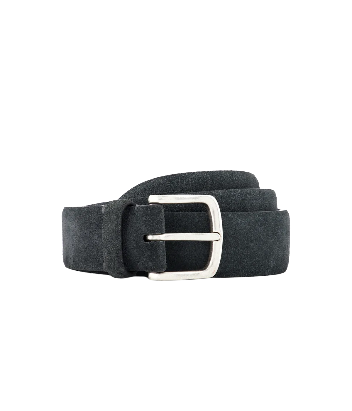 Velour Leather Belt in Charcoal