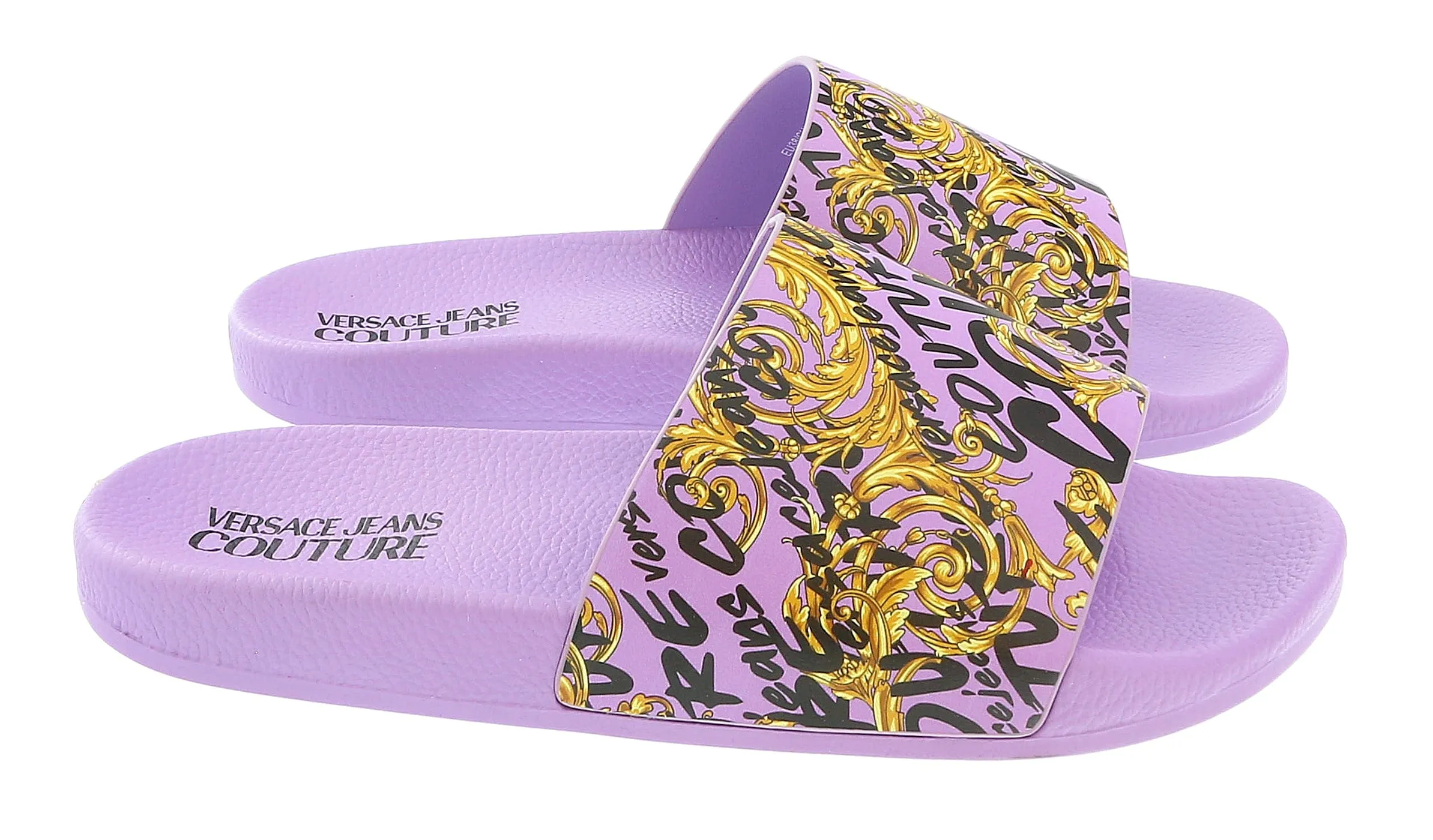 Versace Jeans Couture Purple Gold Baroque Pattern Pool Slide-7